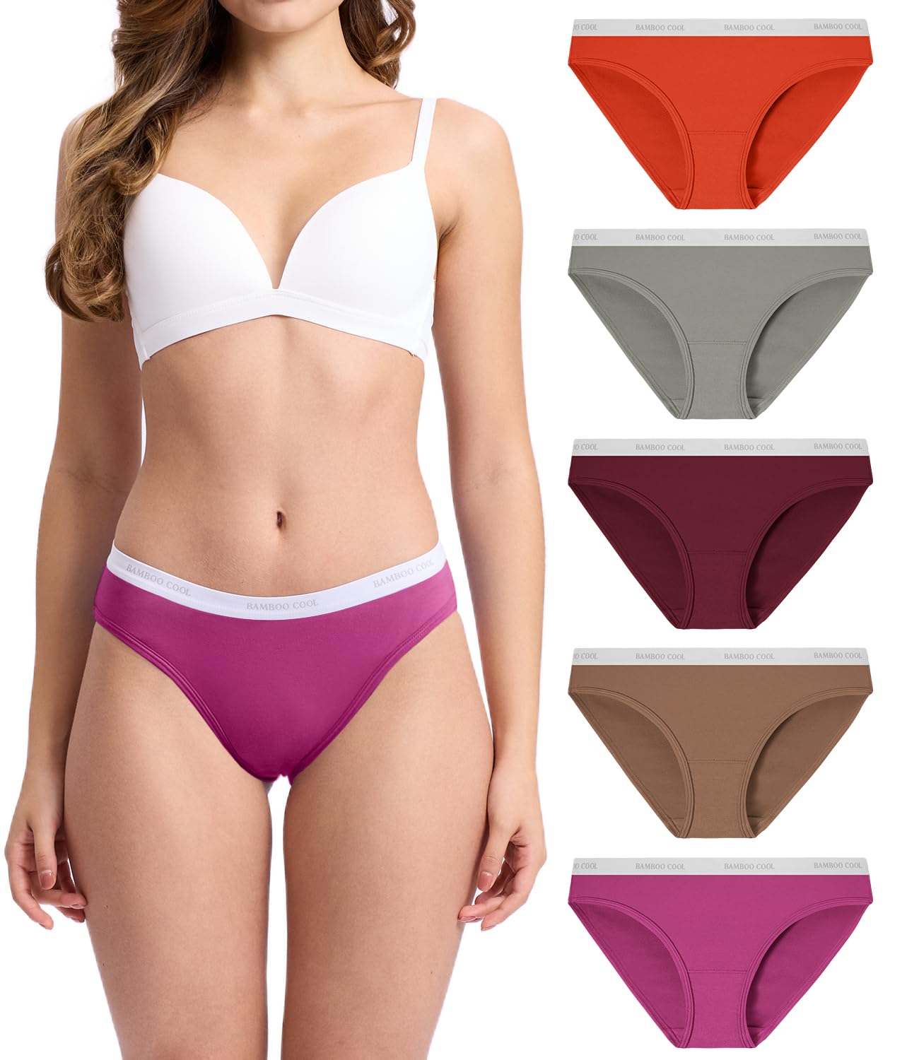 BAMBOO COOL Women's Soft Bikini Panties 5-Pack
