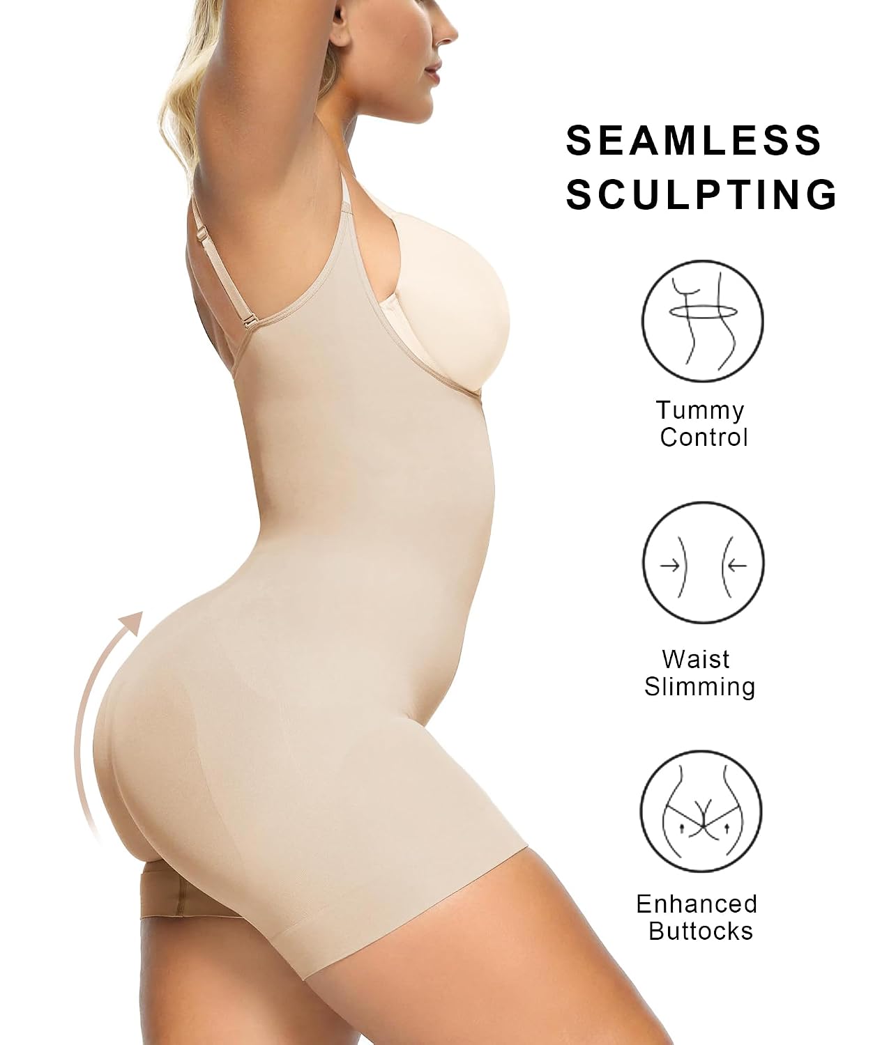 SHAPERX Women's Seamless Tummy Control Bodysuit — image 3