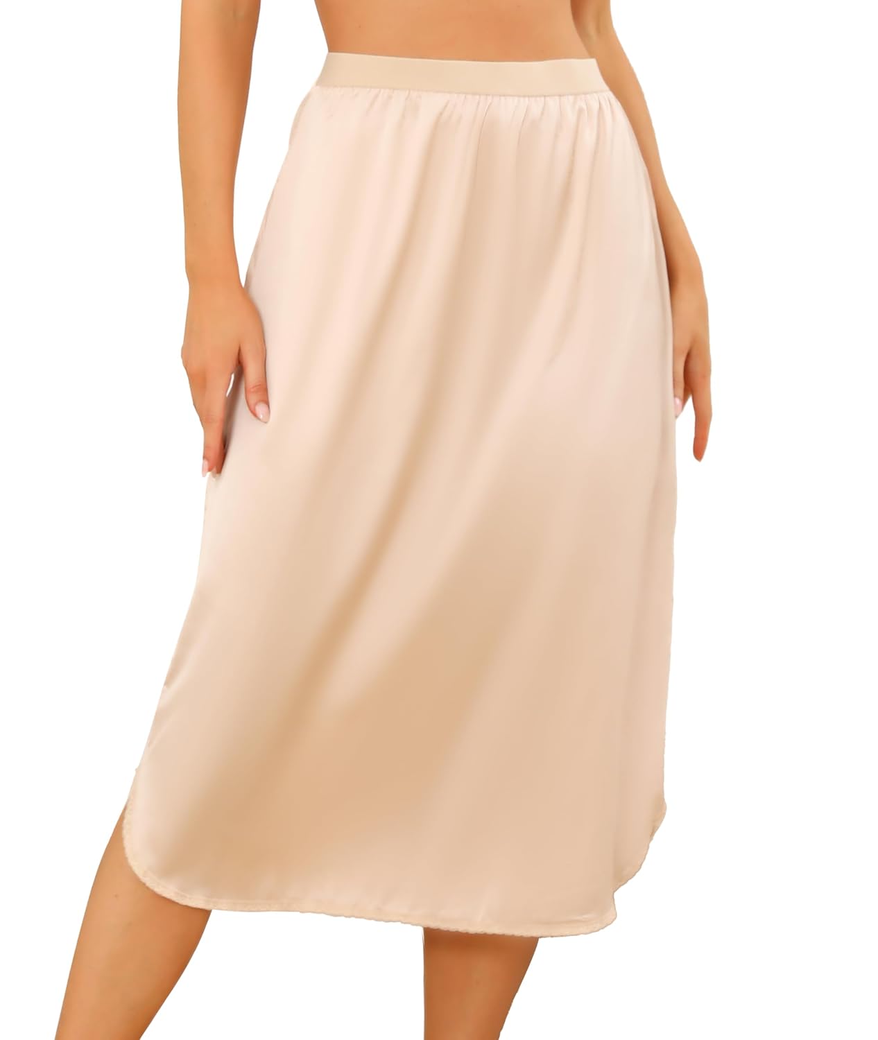 Wikoan Satin Half Slip with Lace Slit