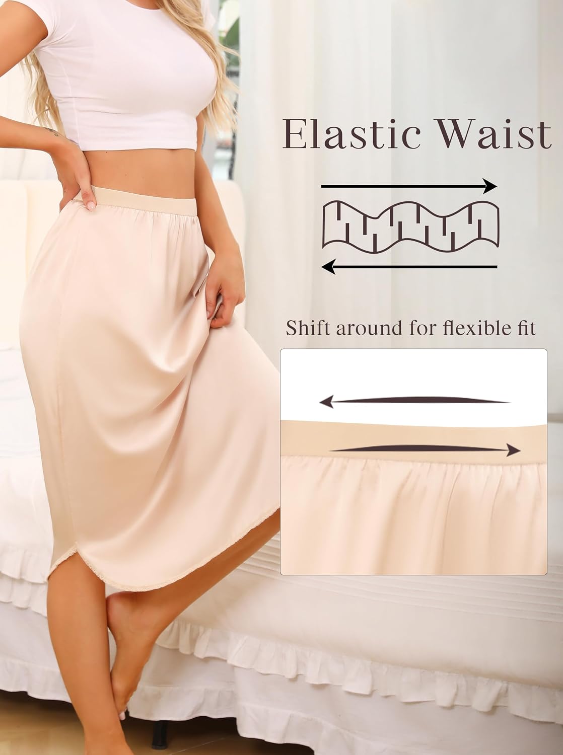 Wikoan Satin Half Slip with Lace Slit — image 2