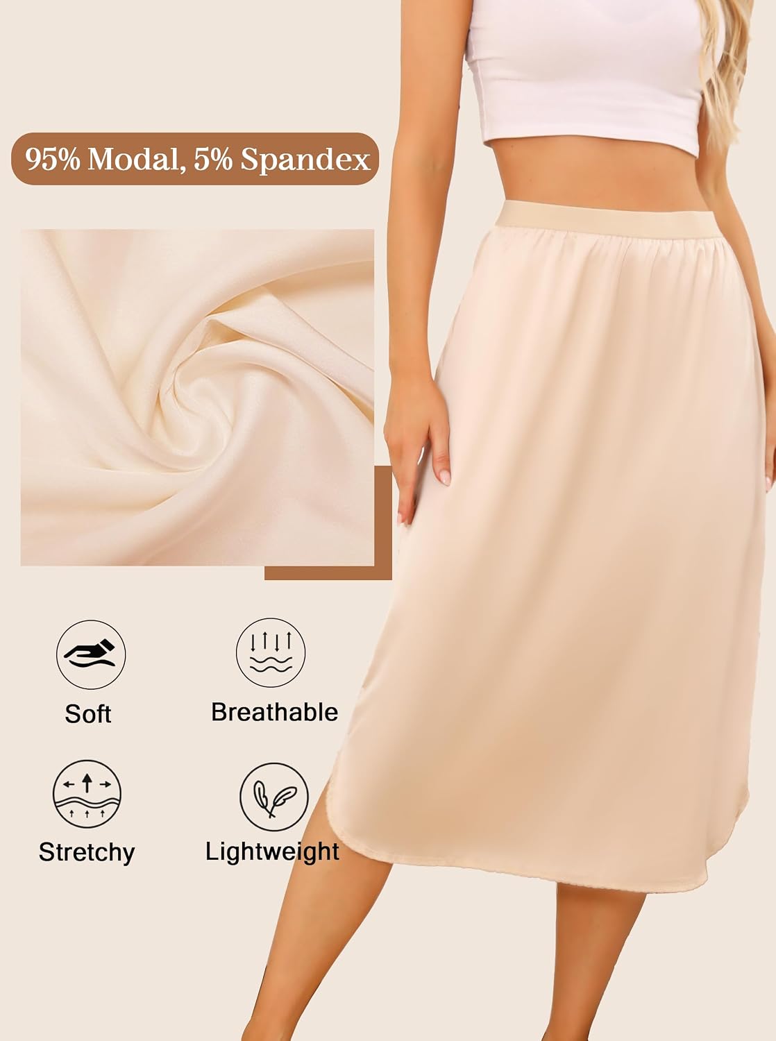 Wikoan Satin Half Slip with Lace Slit — image 3