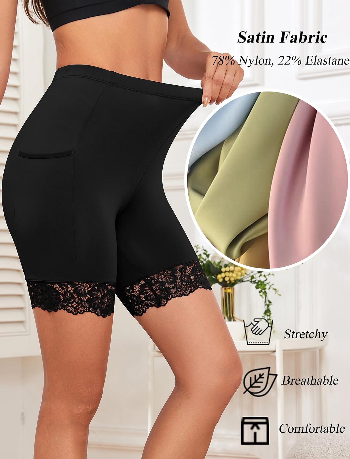 Lace Slip Shorts for Women 2 Pack — image 4