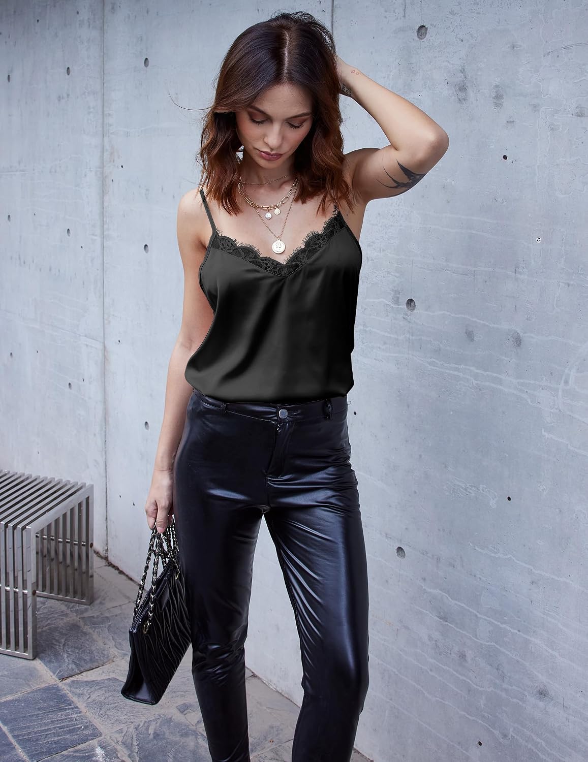 Ekouaer Satin Lace Camisole Pajama Top — image 2