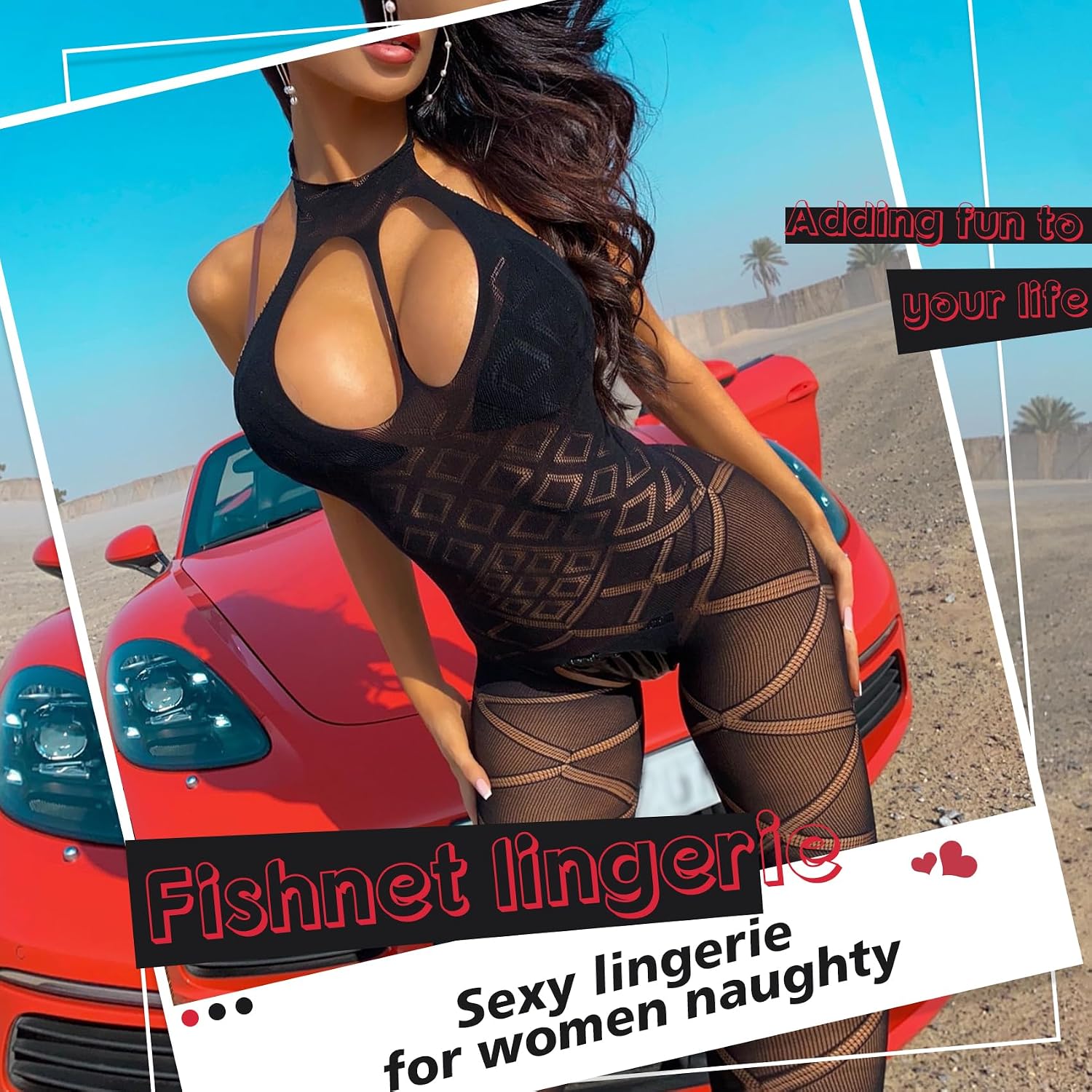 Famstar Sheer Fishnet Bodysuit Teddy Set — image 2