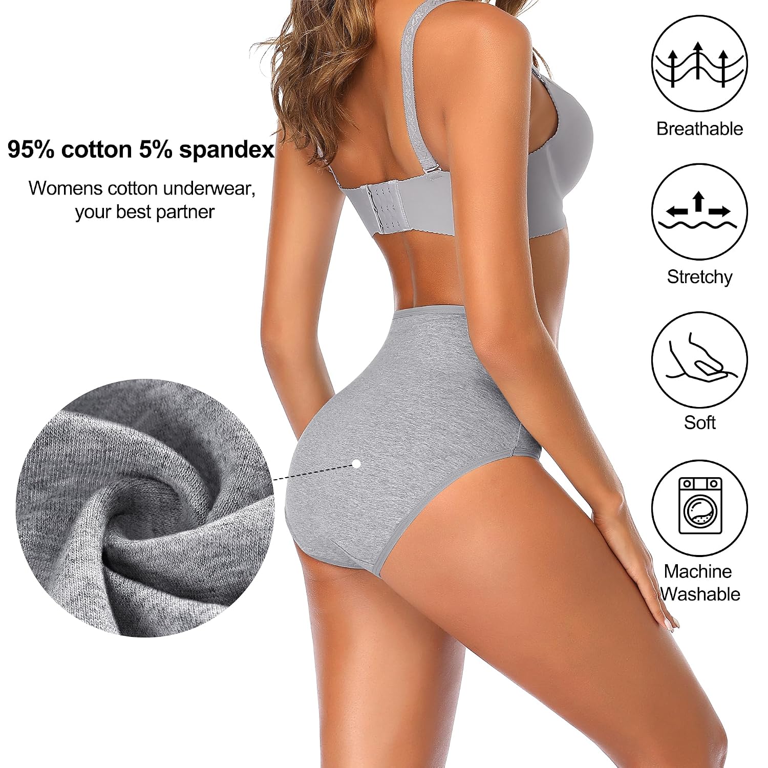 IROCUE High Waisted Postpartum Cotton Panties Multipack — image 3