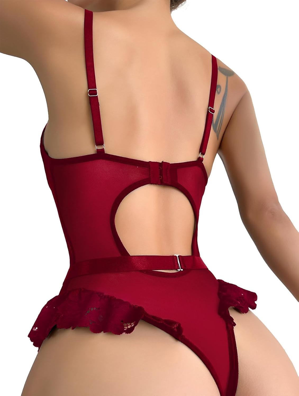 Lilosy Lace Mesh Bodysuit Garter Set — image 3