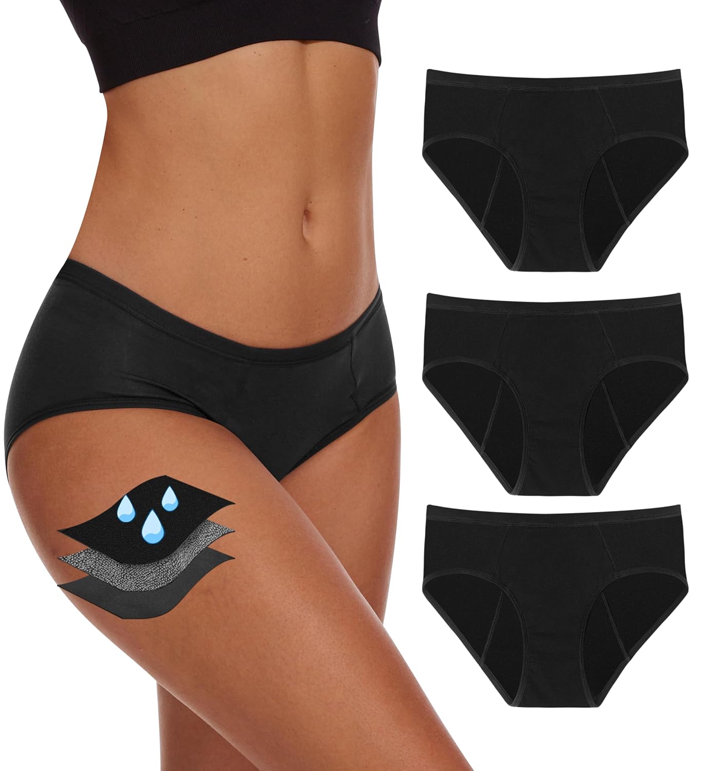 YESWEL Leakproof Period Hipster Brief 3 Pack