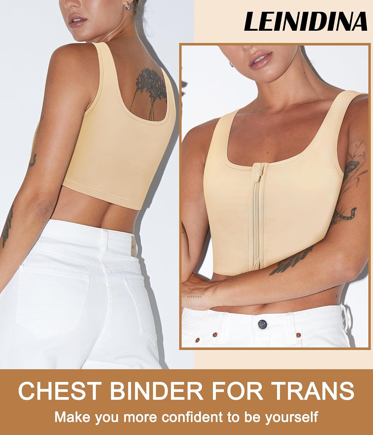 LEINIDINA Tomboy Chest Binder with Front Zipper — image 2