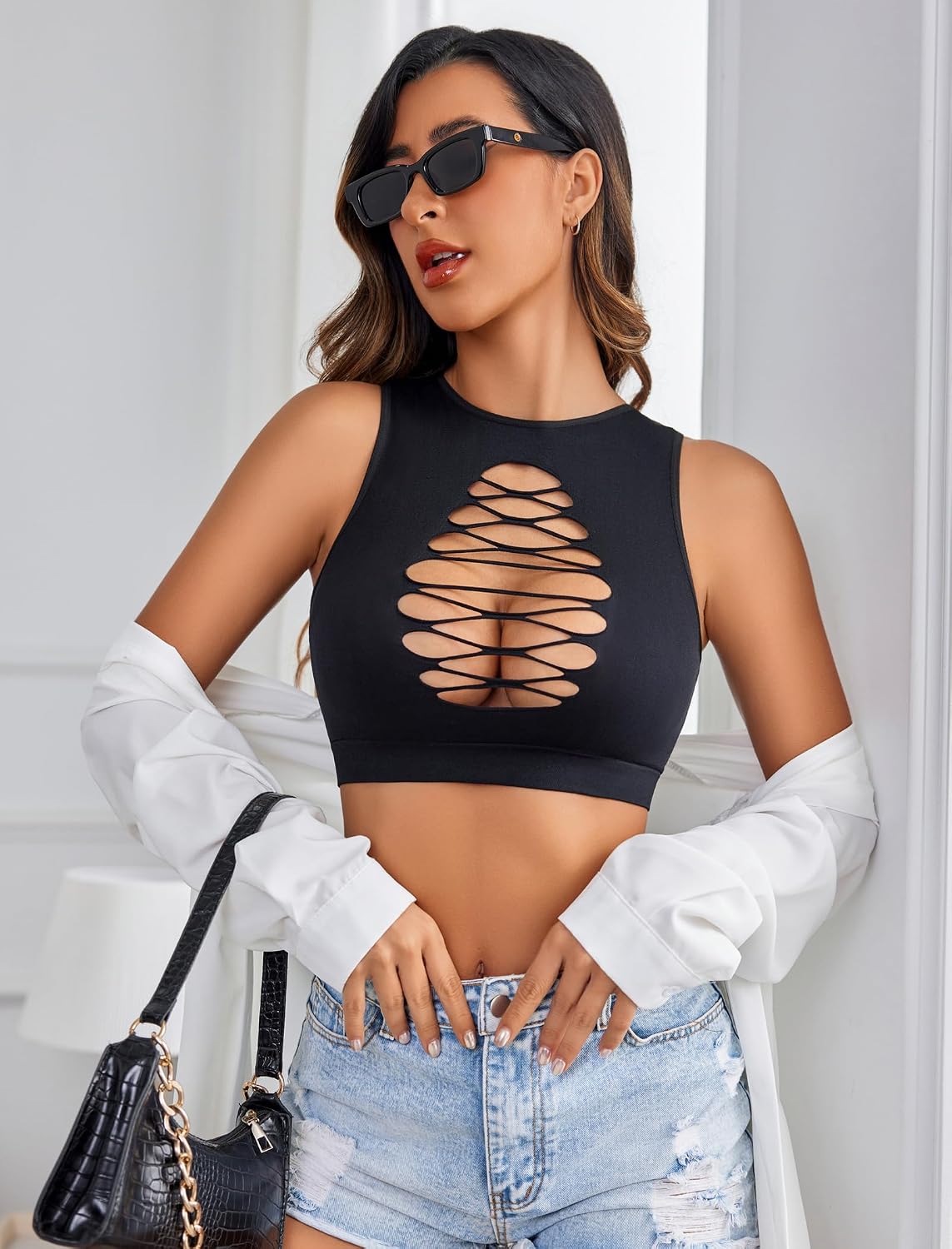 Avidlove Women's Fishnet Crop Top — image 4