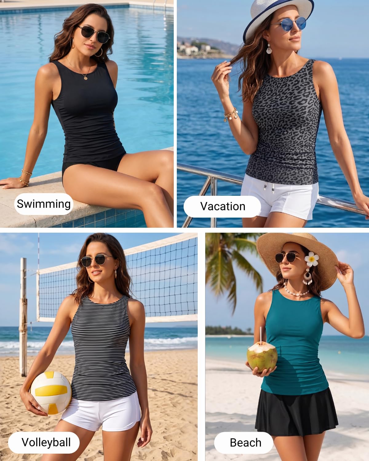 Daci Women's Tummy Control Tankini Swim Top — image 2