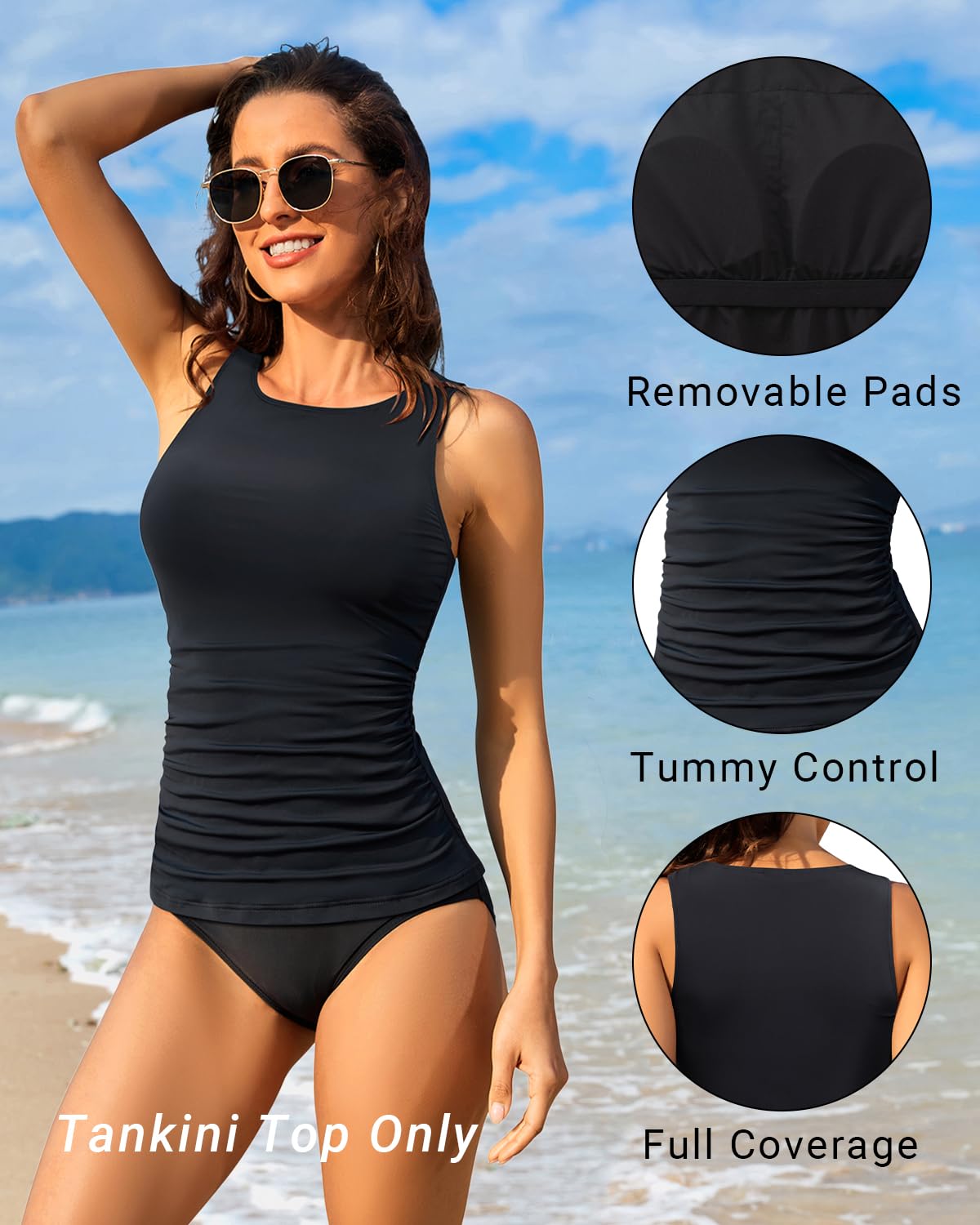Daci Women's Tummy Control Tankini Swim Top — image 3