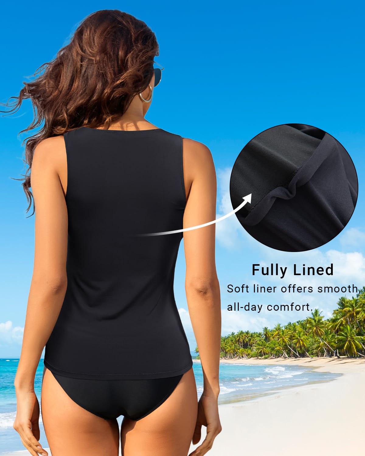 Daci Women's Tummy Control Tankini Swim Top — image 4