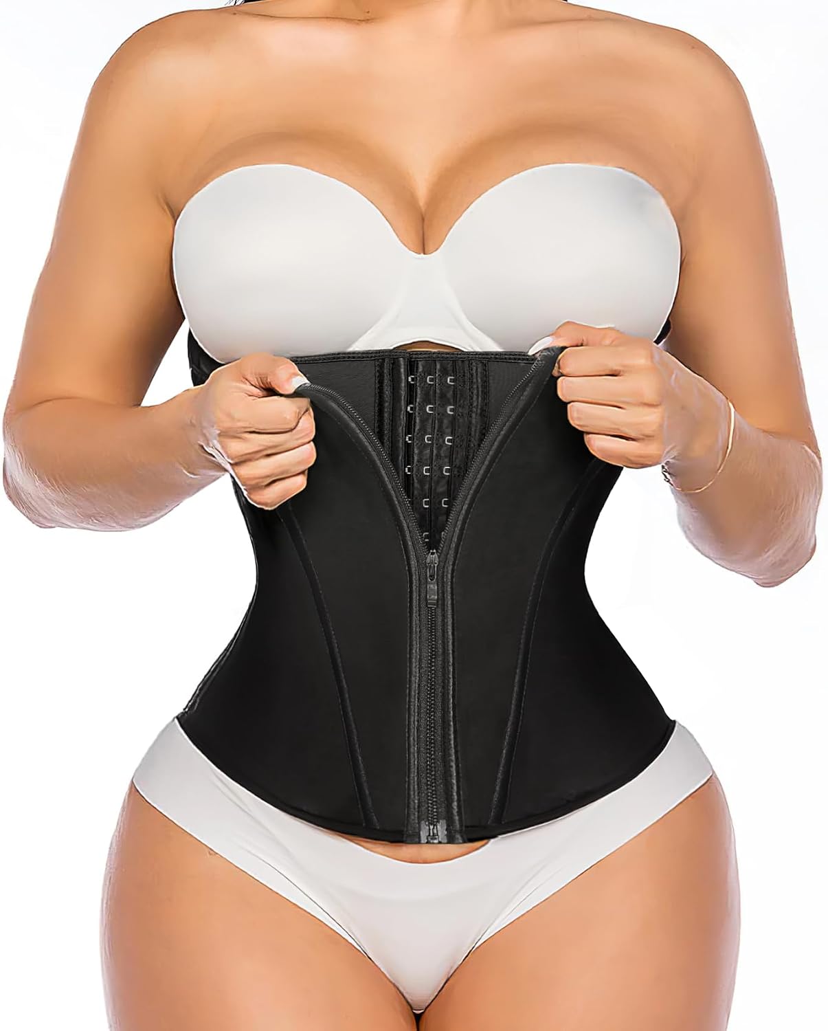 YIANNA Latex Waist Trainer with Zipper & Hook