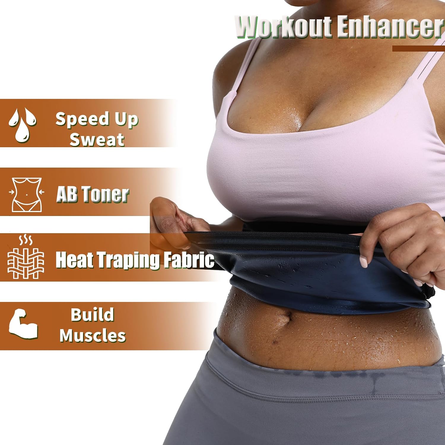 BODYSUNER Waist Trimmer Sweat Belt for Women — image 3