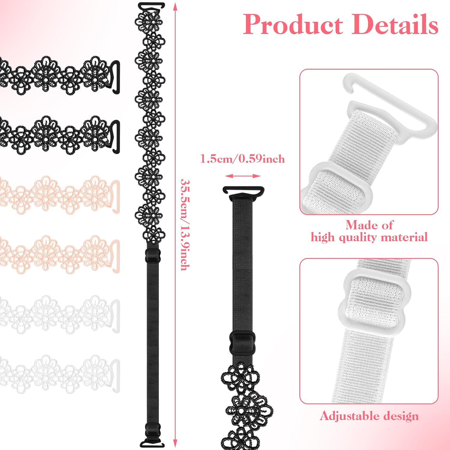 Abeillo Non-Slip Lace Bra Straps for Women — image 2