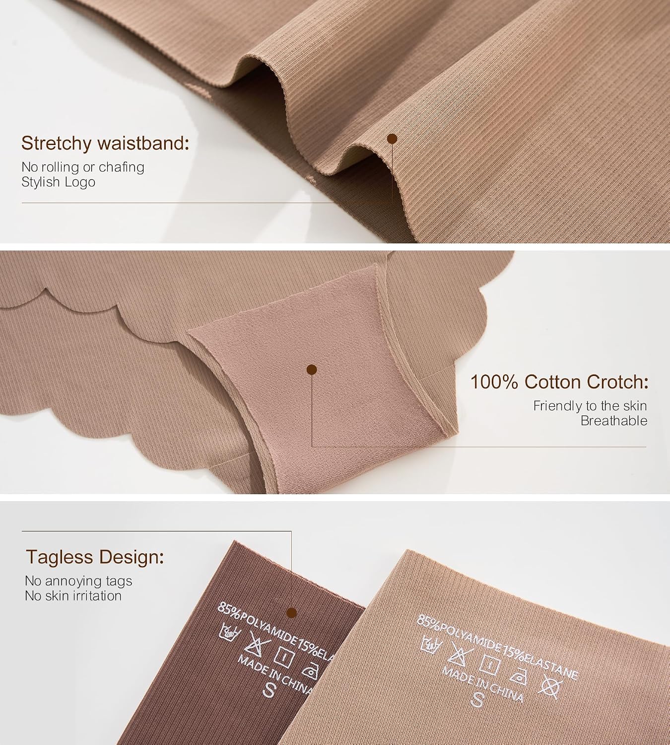 SHARICCA Seamless High Waisted Cheeky Panties Pack — image 5