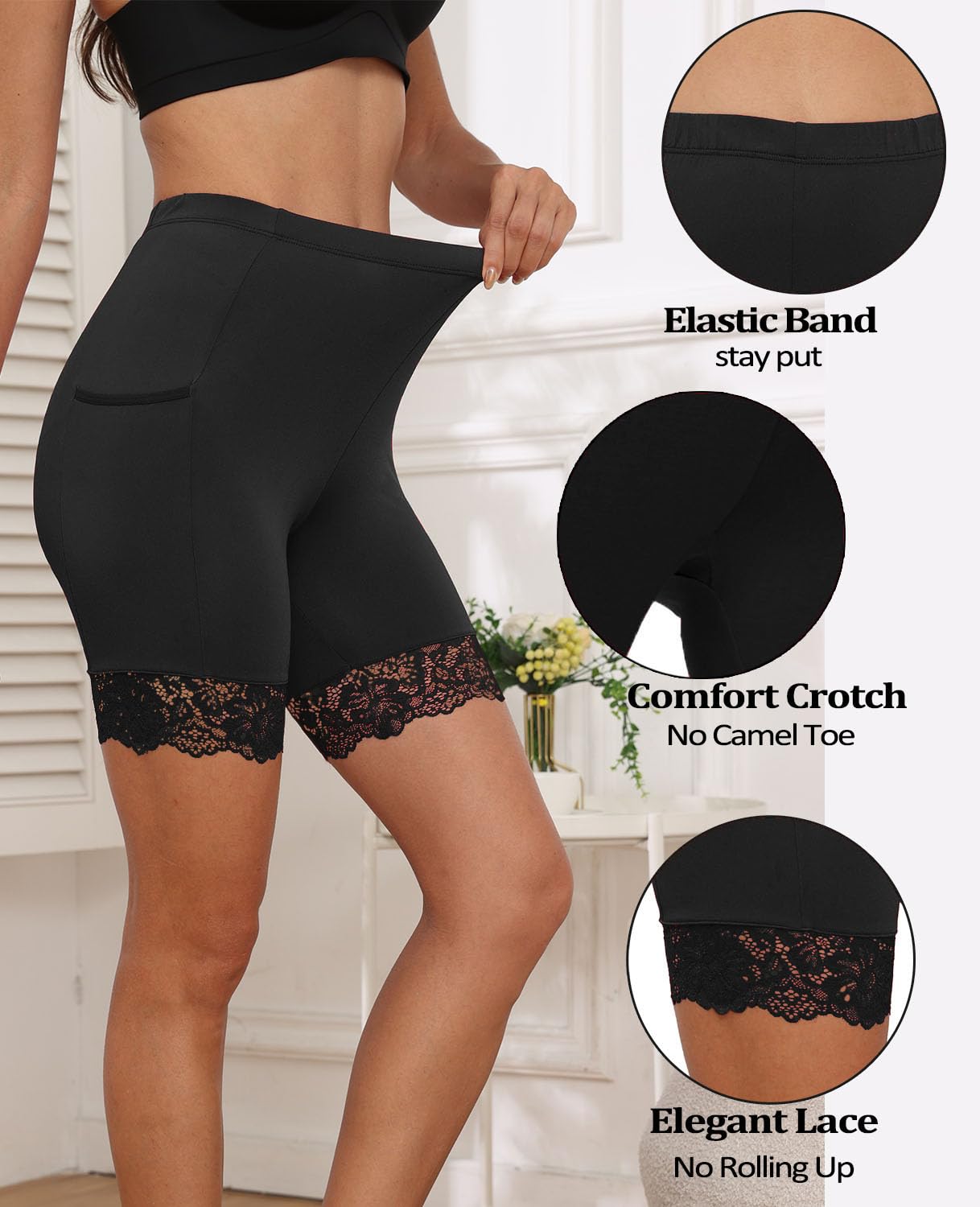 Satin Lace Slip Shorts for Women — image 2