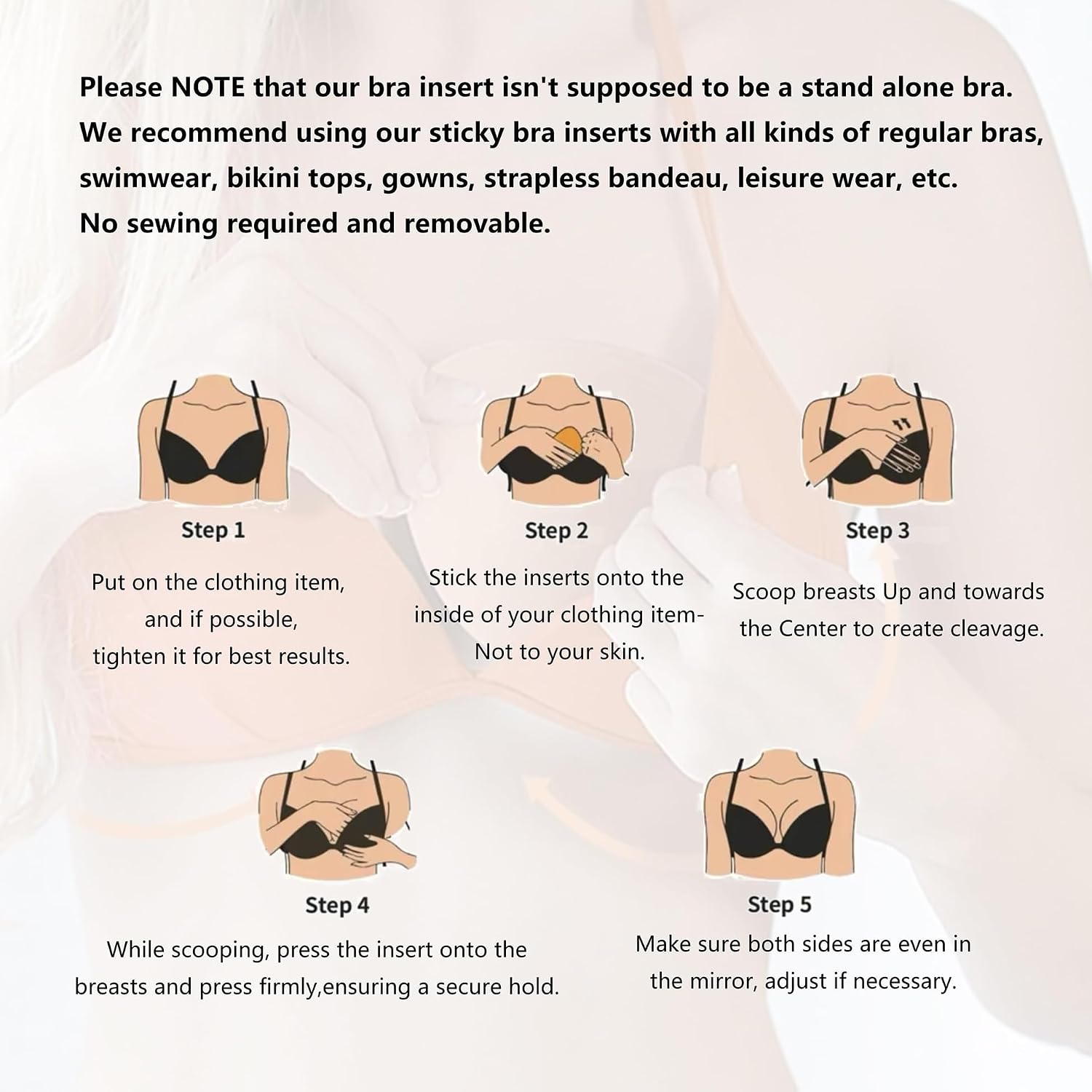 Double-Sided Adhesive Bra Padding Inserts — image 2