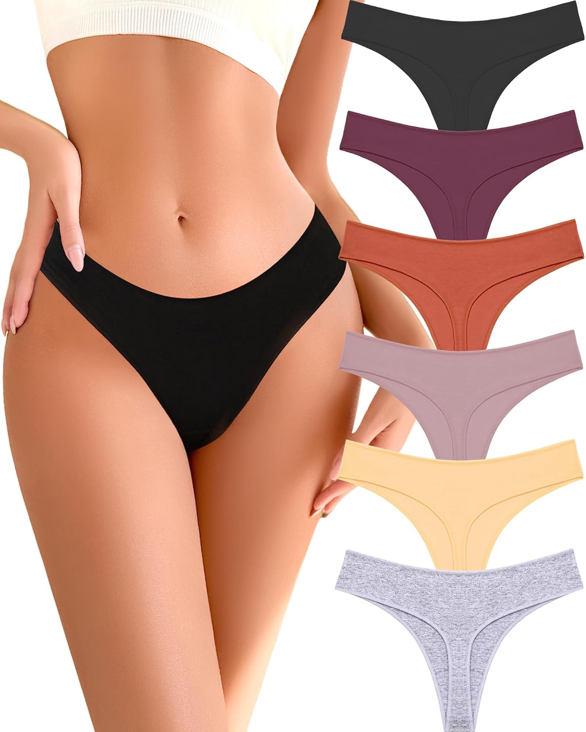 READY TO LOVE Cotton Thong 6-Pack for Women