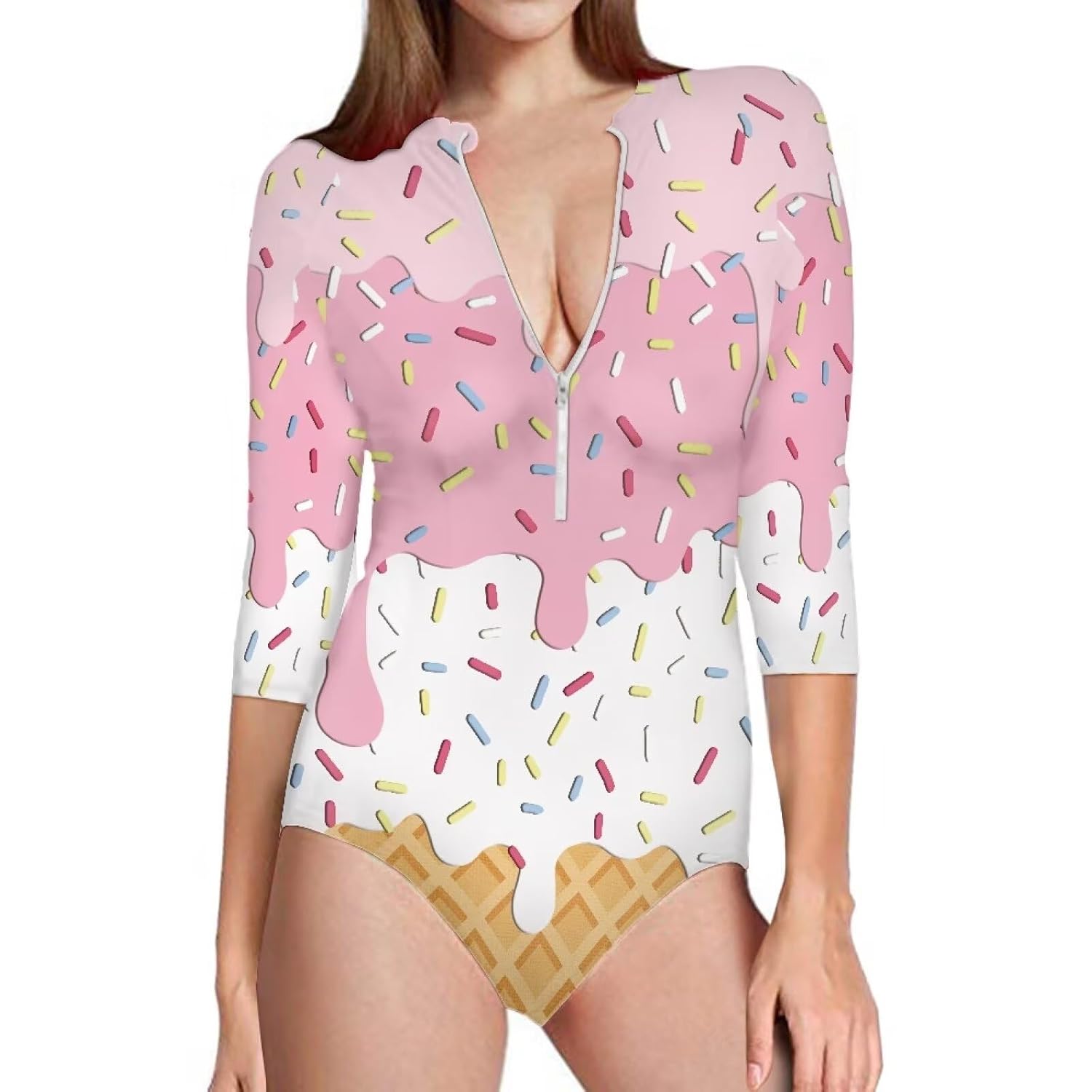NRBEAWD Women's V-Neck Zip Front Rash Guard — image 10