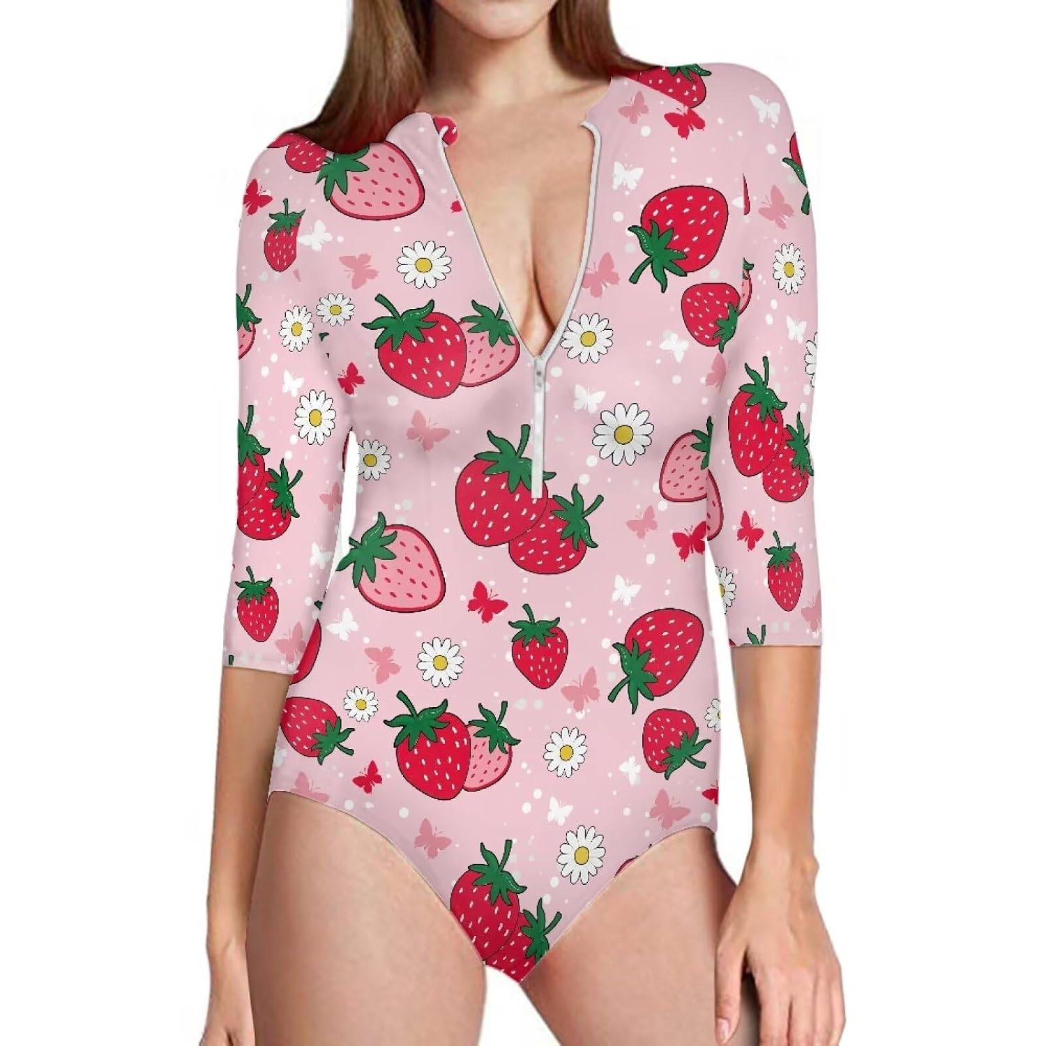 NRBEAWD Women's V-Neck Zip Front Rash Guard — image 11