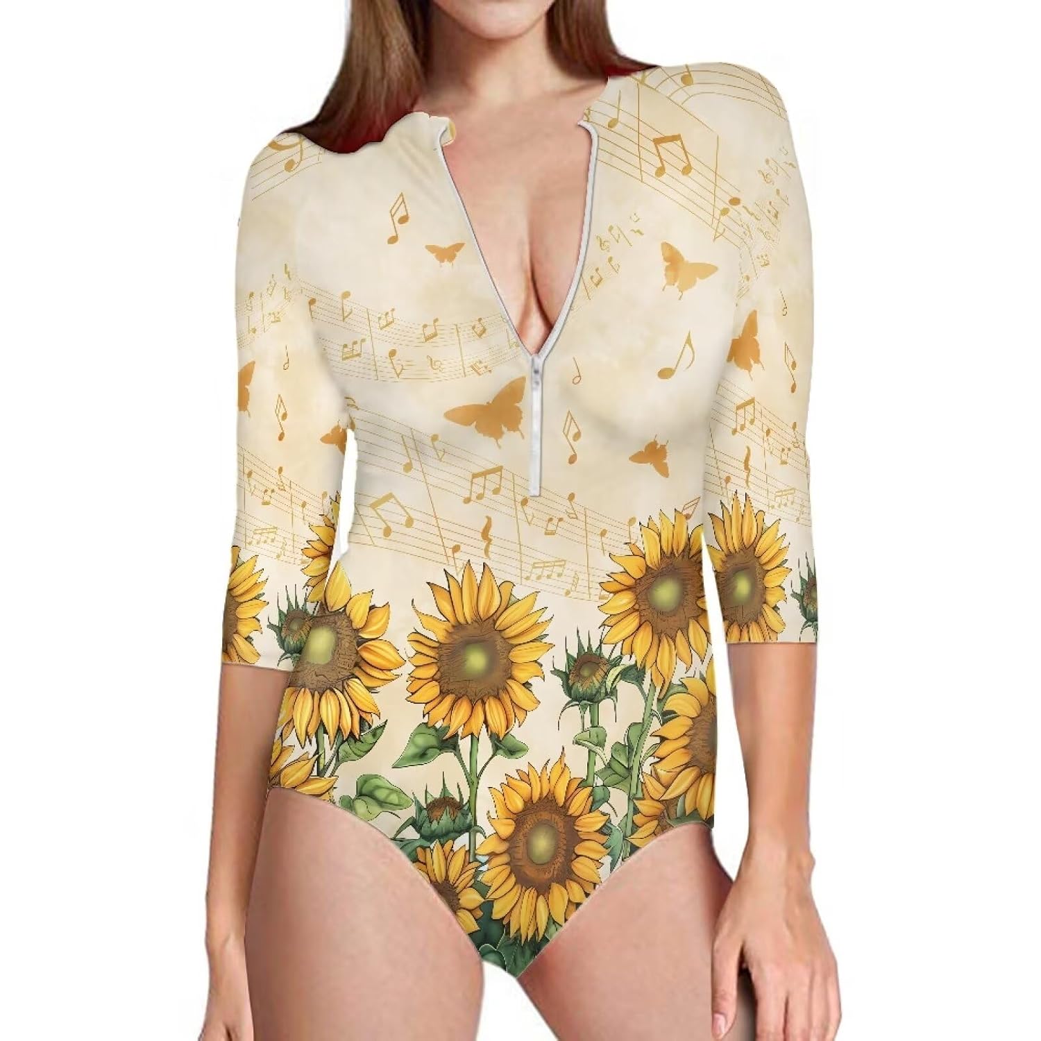 NRBEAWD Women's V-Neck Zip Front Rash Guard — image 12