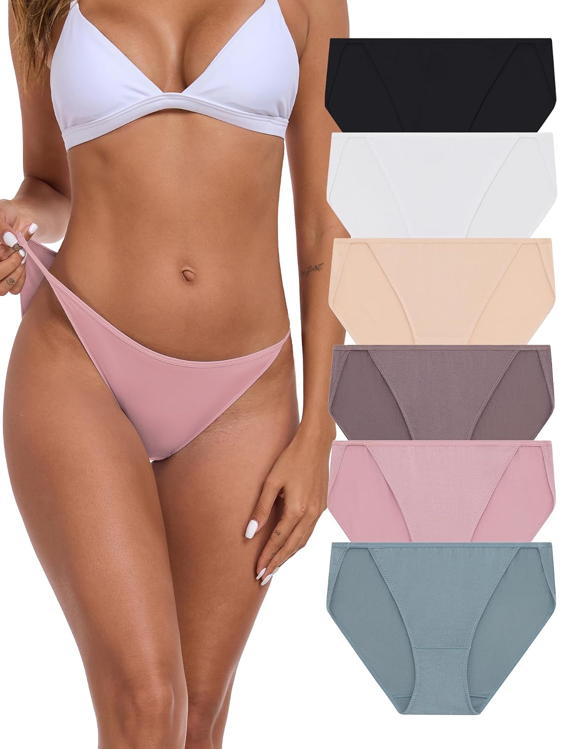 ANLIQI Women's High Cut String Bikini Panties