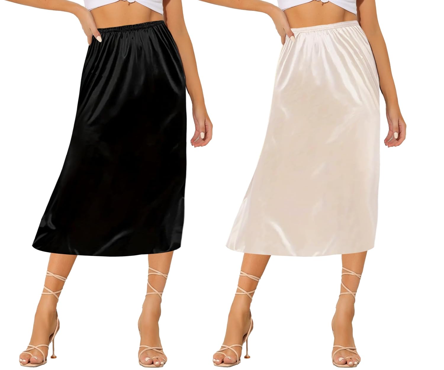 Ellames Women's Soft Satin Half Slip Underskirt