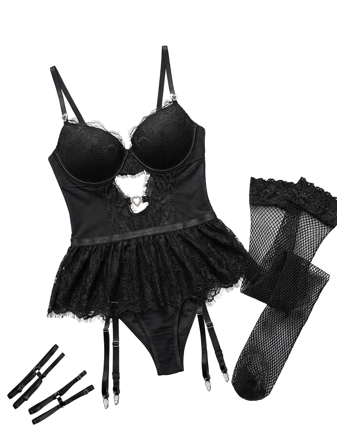 Alrovetoney Women's Lace Bodysuit Lingerie Set — image 7