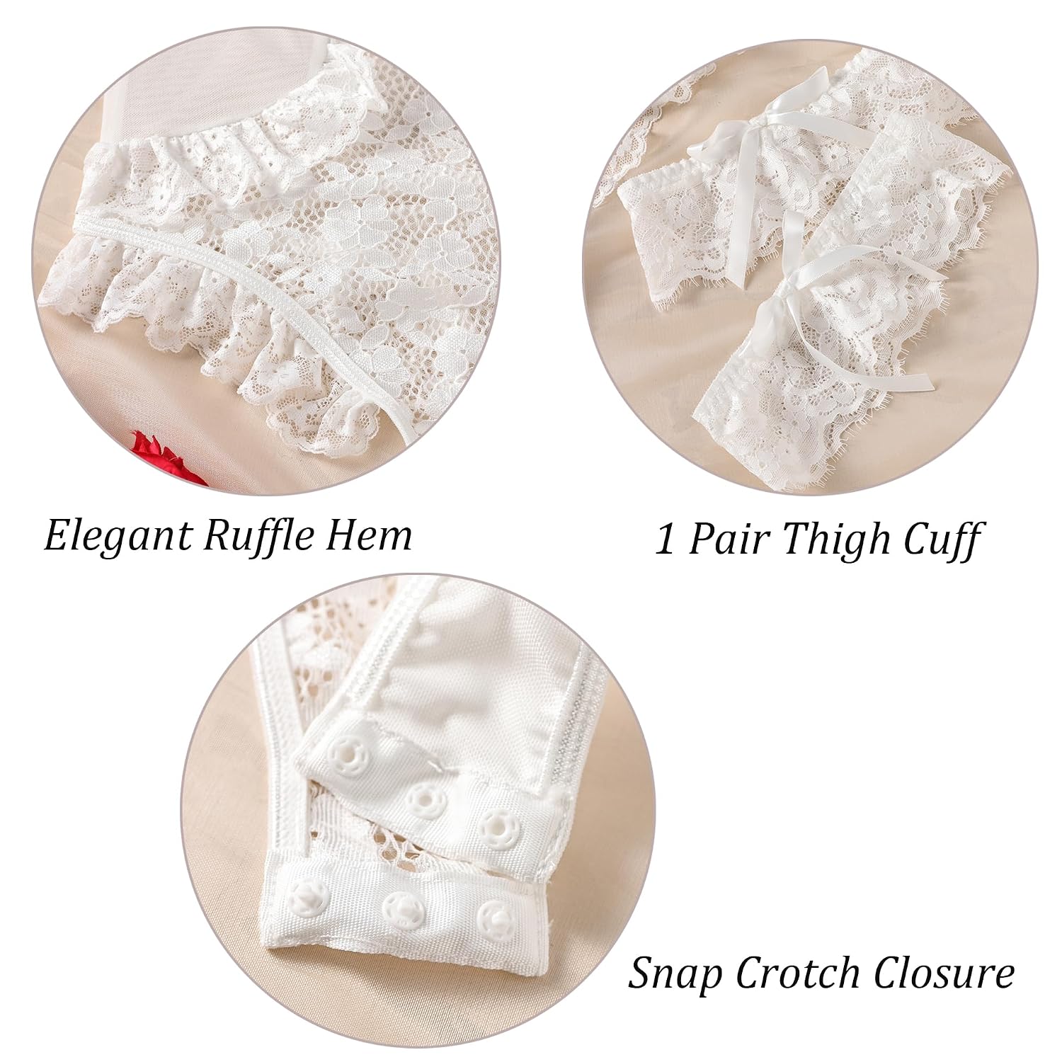 Aranmei Floral Lace Bodysuit with Thigh Bands — image 6