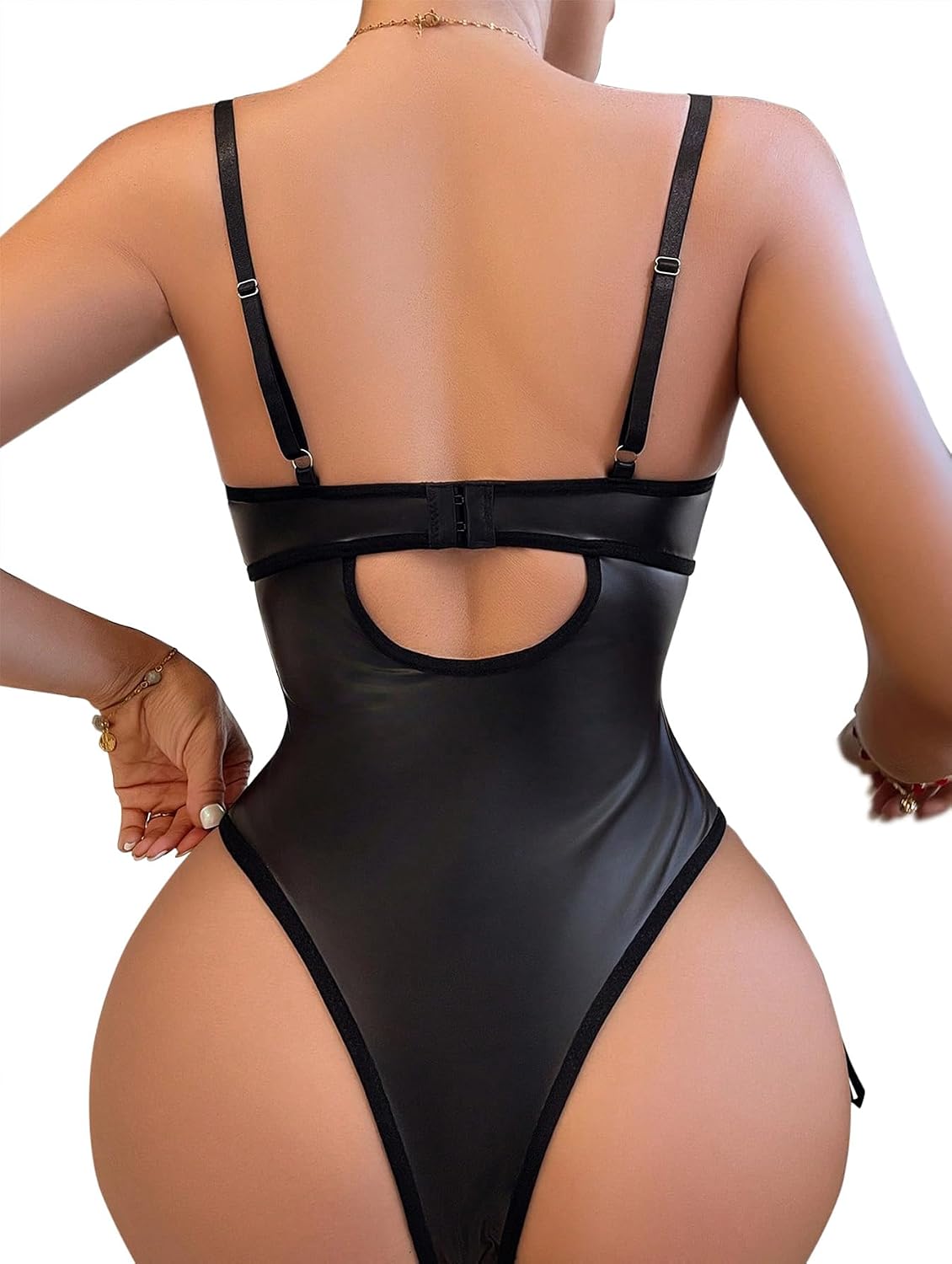 Lilosy Leather Strappy Lace Teddy Bodysuit — image 2