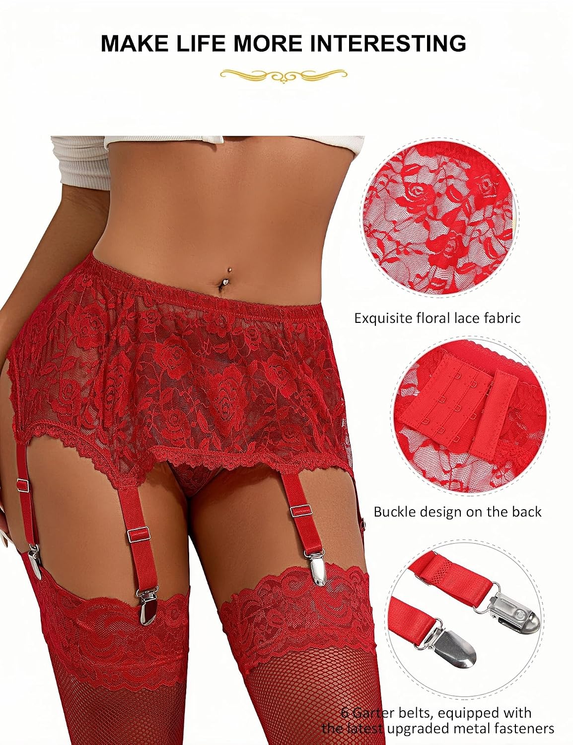 ohyeah 6-Strap Lace Garter Belt for Women — image 5