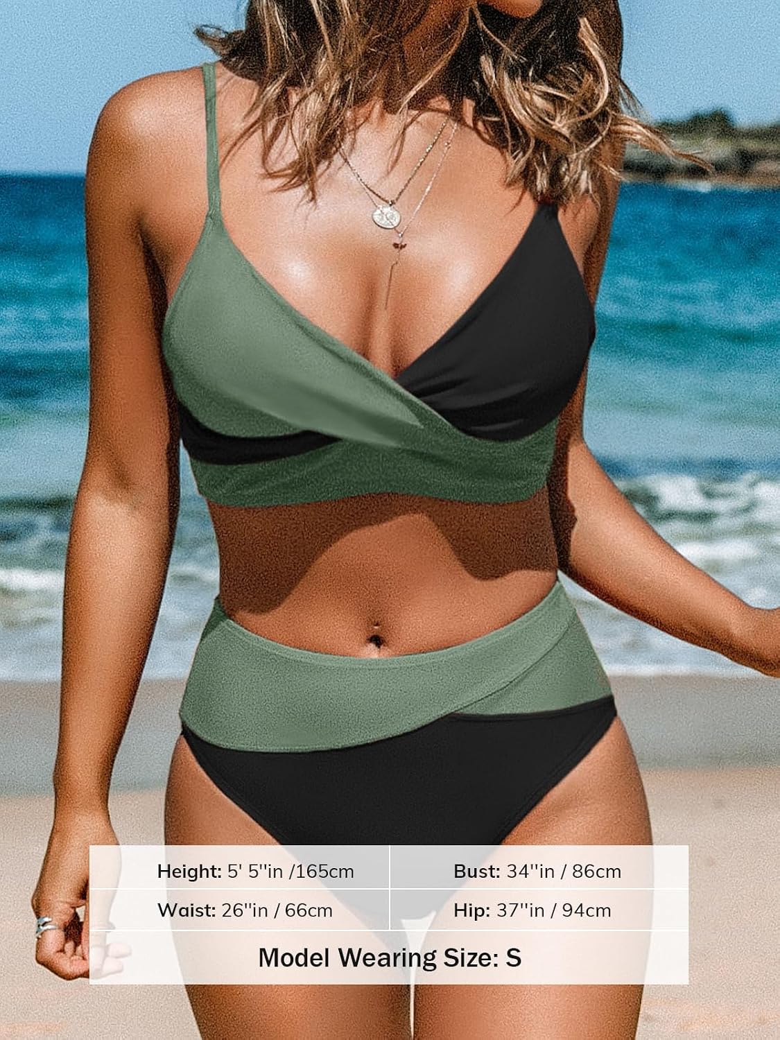 CUPSHE High Waisted V-Neck Twist Bikini Set — image 4