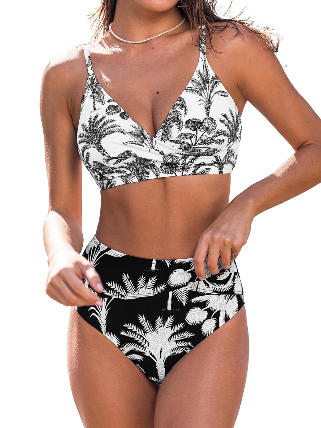 CUPSHE High Waisted V-Neck Twist Bikini Set — image 7