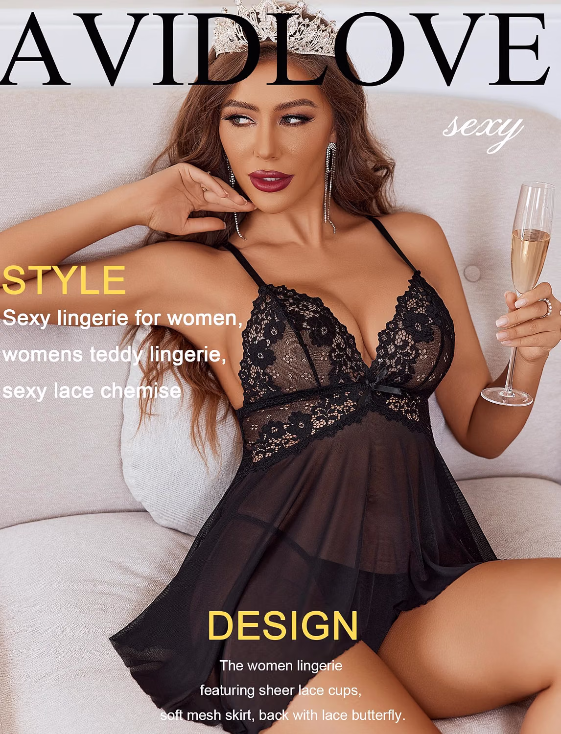 Avidlove V-Neck Lace Babydoll Chemise — image 3