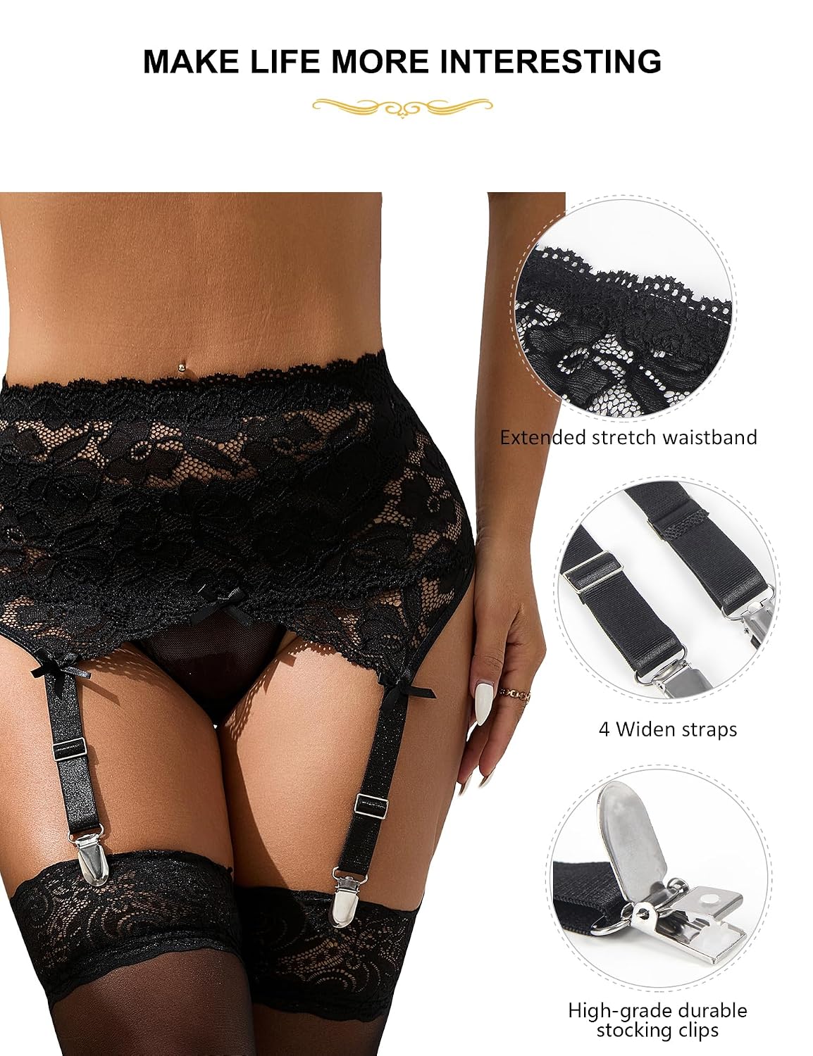 Comeondear Plus Size Lace Garter Belt Set — image 3
