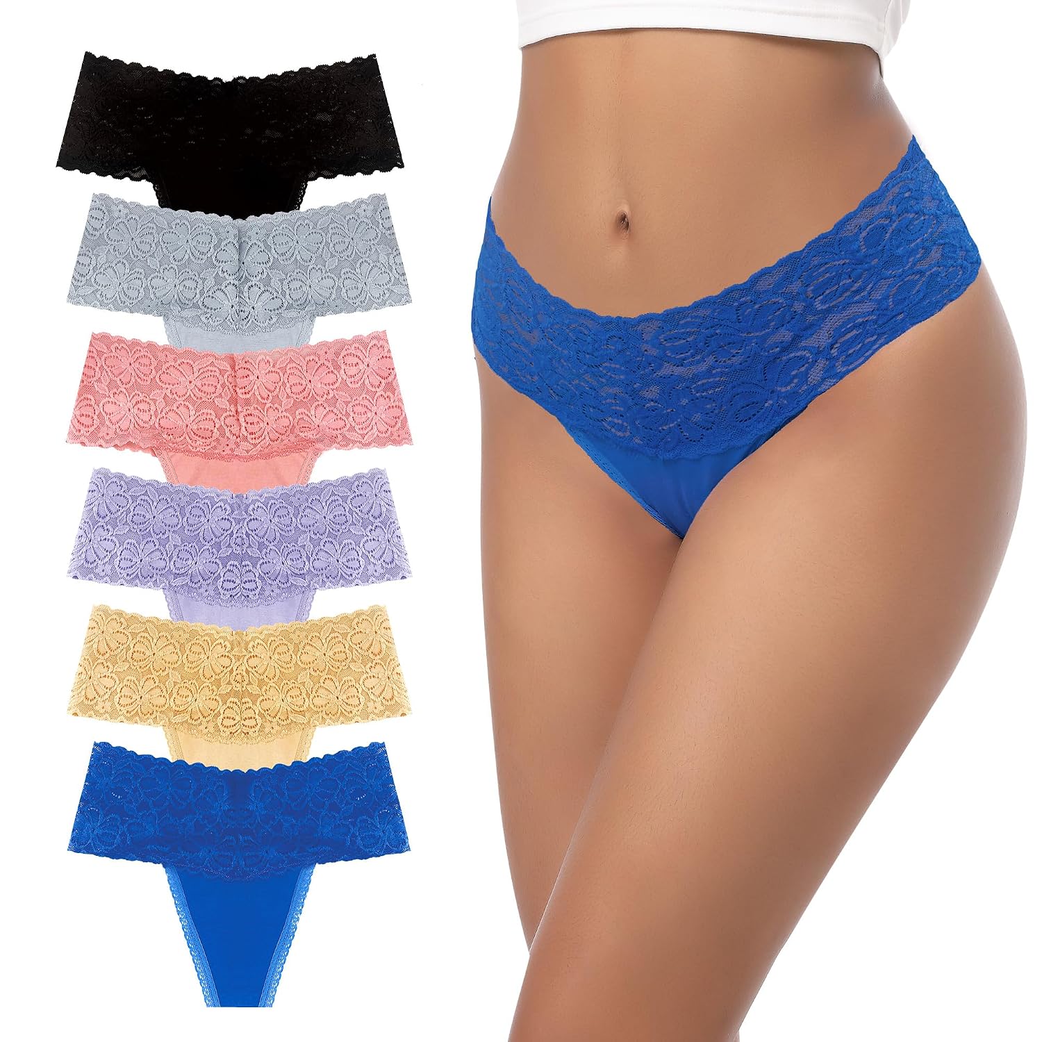 GAREDOB High Waisted Lace Thong Panties