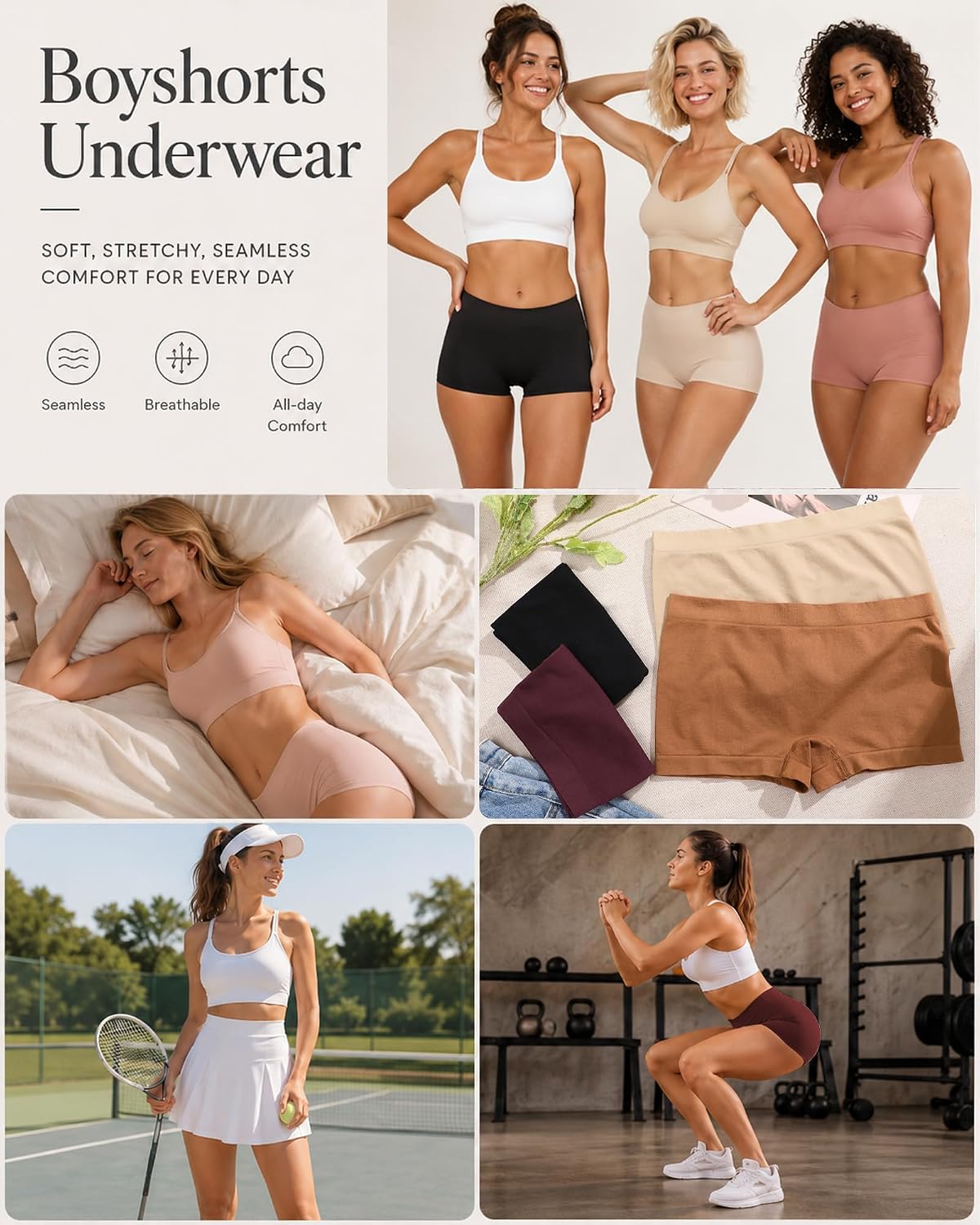 Seamless Boyshorts Boxer Briefs for Women 4 Pack — image 6