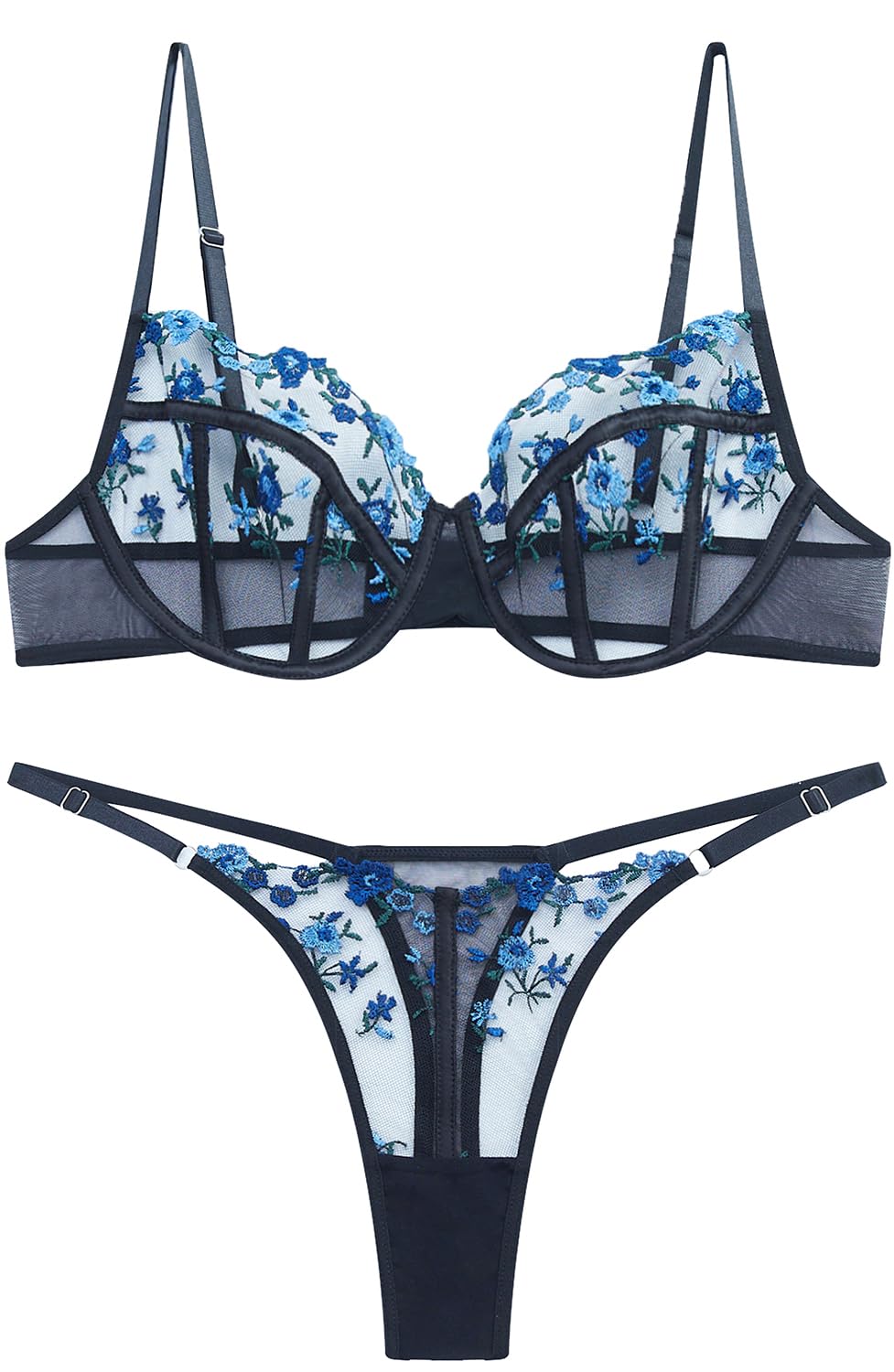 VORIXIA Sheer Floral Lingerie Babydoll Set — image 7