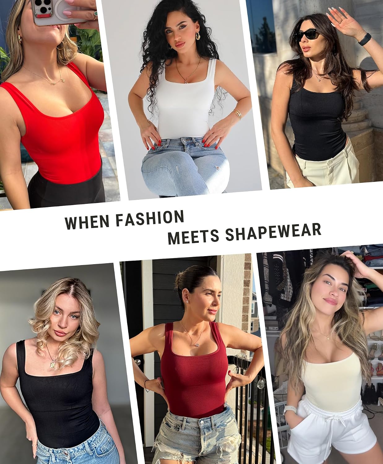 FeelinGirl Seamless Square Neck Tummy Control Bodysuit — image 2