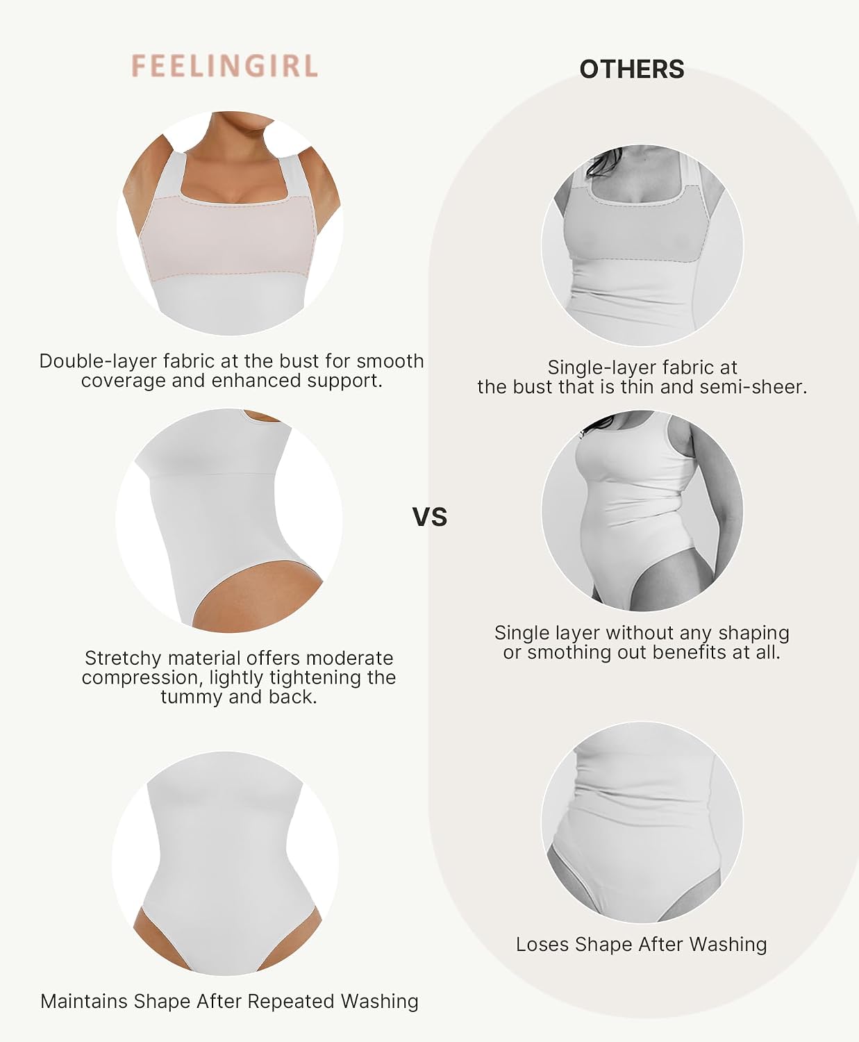 FeelinGirl Seamless Square Neck Tummy Control Bodysuit — image 4