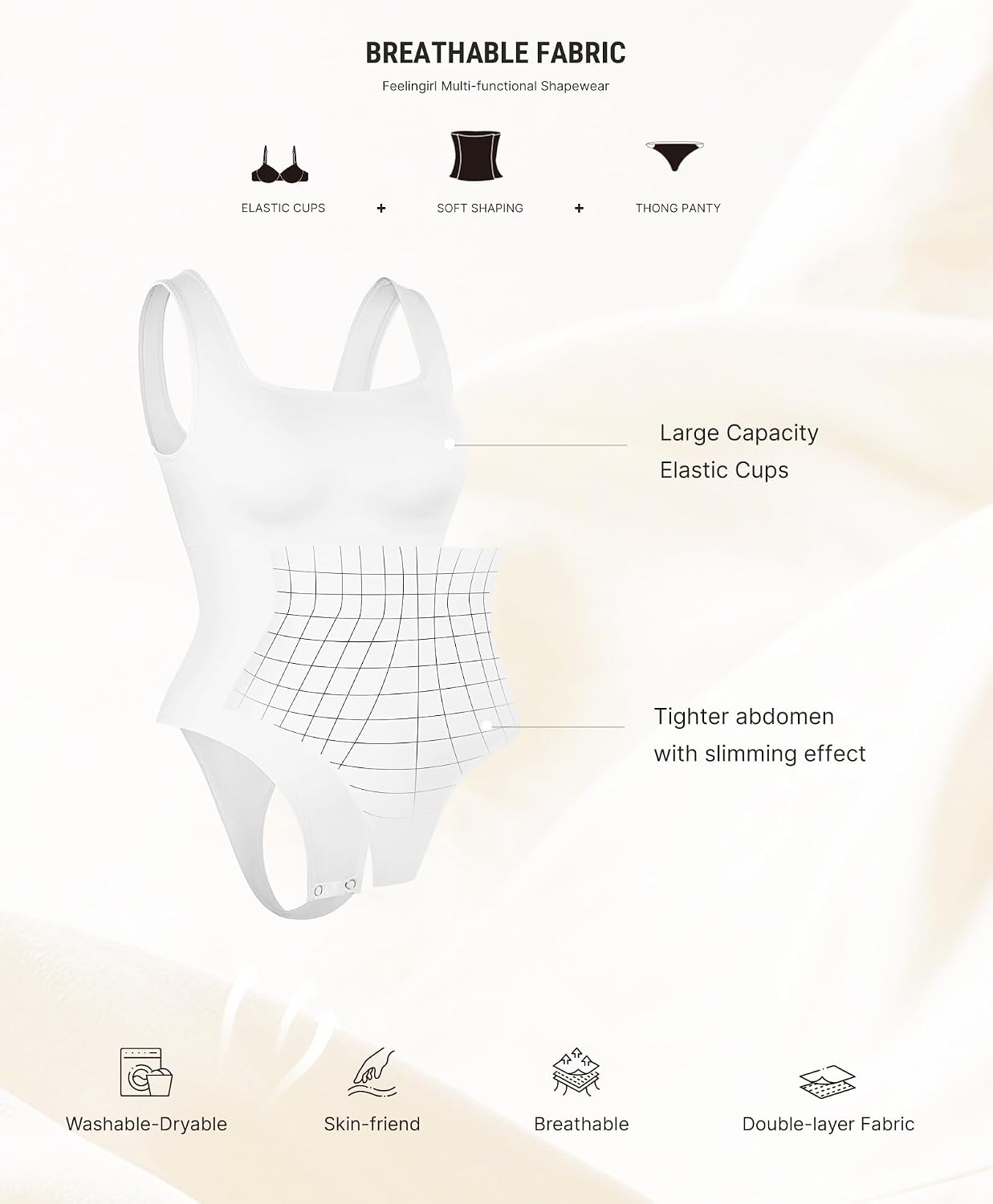 FeelinGirl Seamless Square Neck Tummy Control Bodysuit — image 5