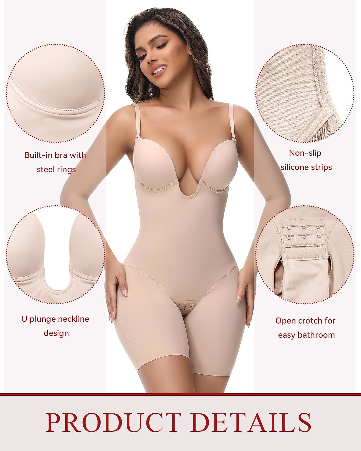 SHAPSHE Backless U-Plunge Shapewear Bodysuit — image 4