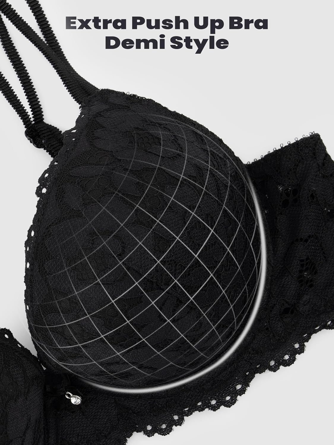 zossav Women's Plunge Push-Up Lace Bra with Extra Padding — image 6