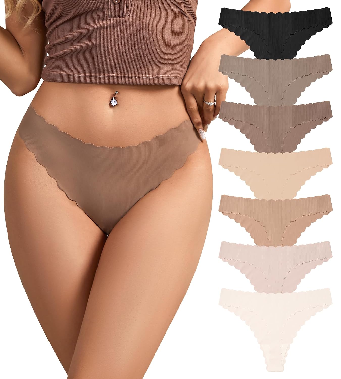 SHARICCA Women's Seamless Thong 7-Pack