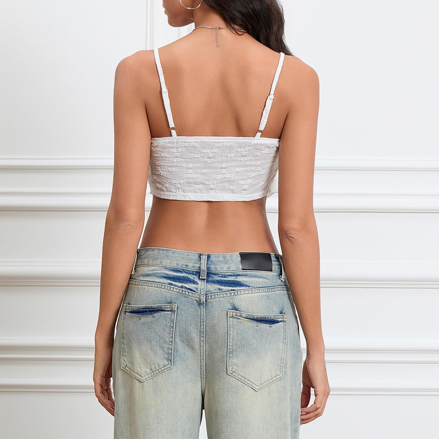 Piacakece Women's Lace-Up Padded Ruffle Crop Camisole — image 8