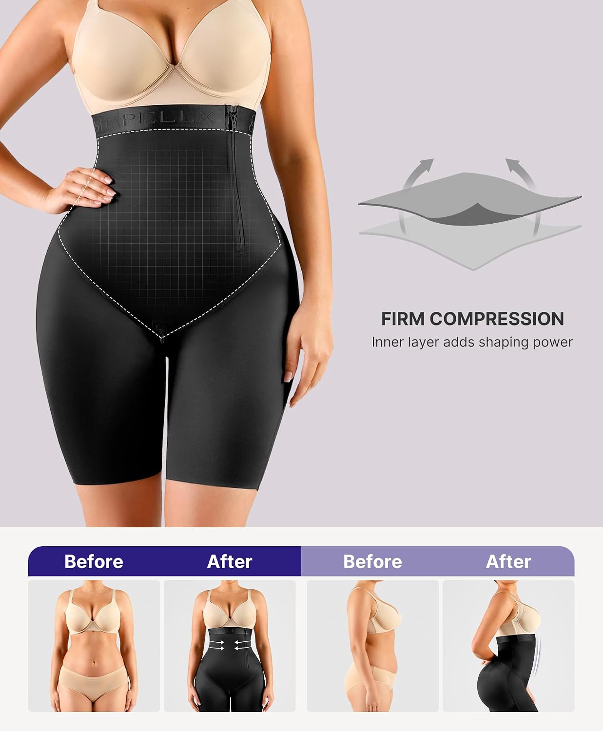 SHAPELLX High-Waisted Firm Compression Bodysuit — image 3
