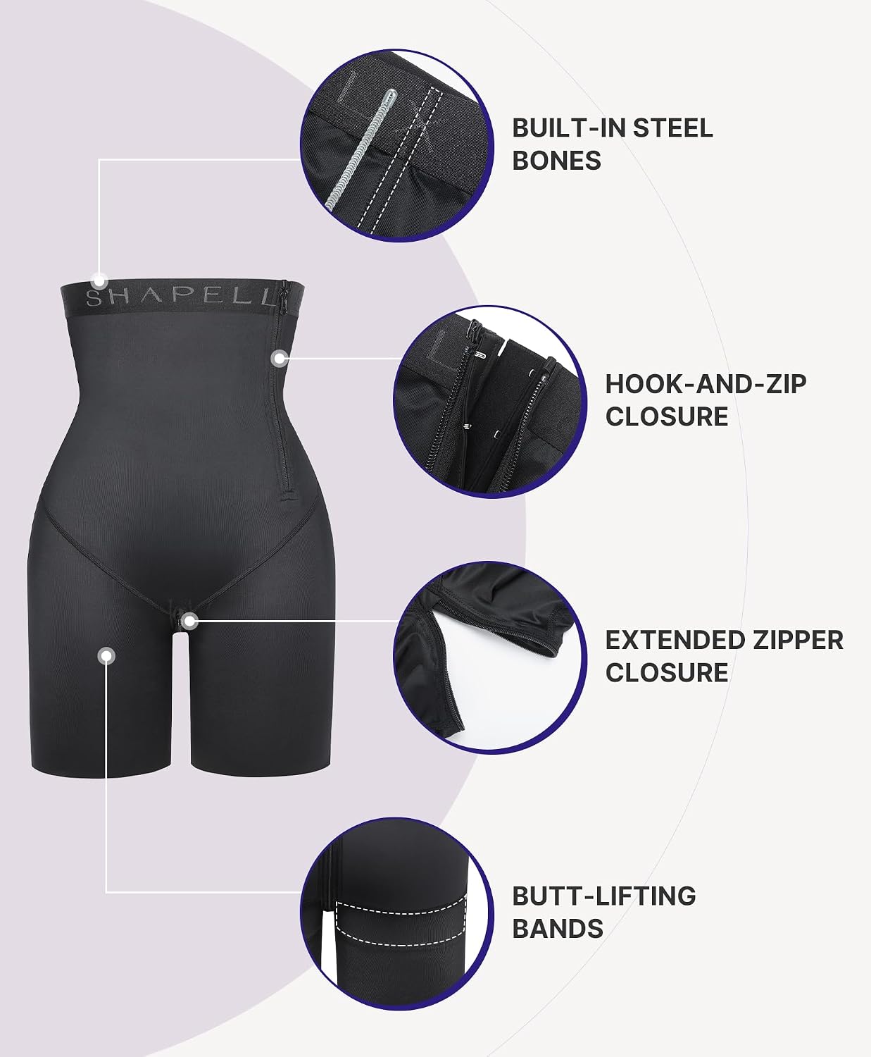 SHAPELLX High-Waisted Firm Compression Bodysuit — image 4