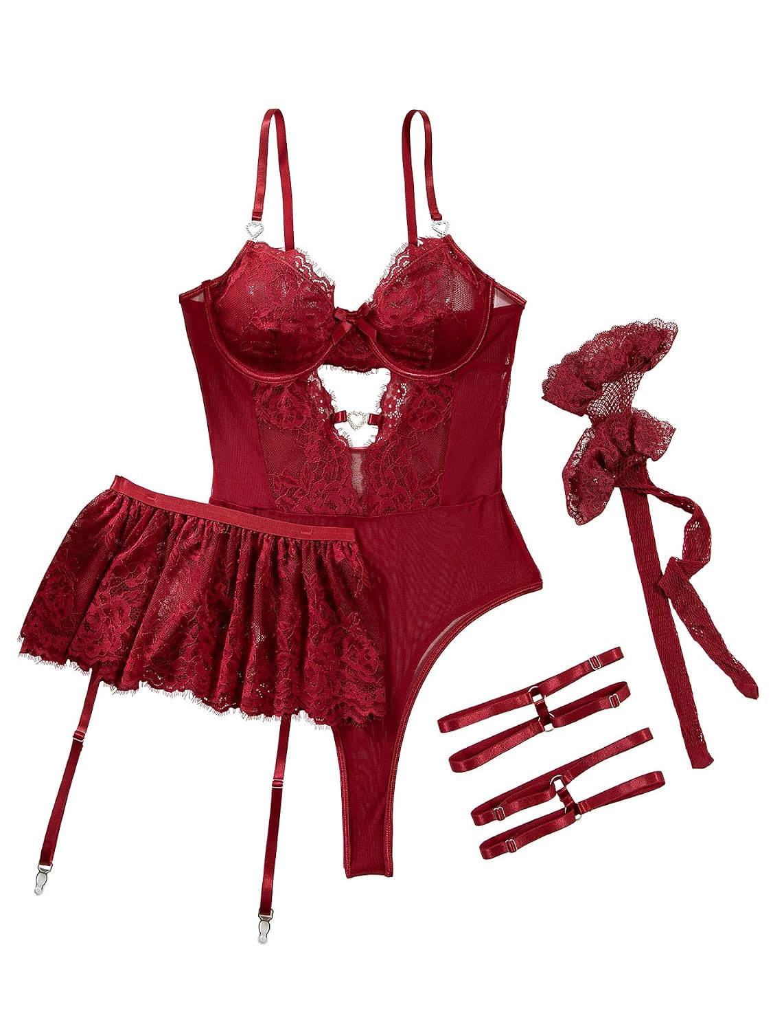 Lilosy Rhinestone Heart Corset Bodysuit Lingerie Set — image 4