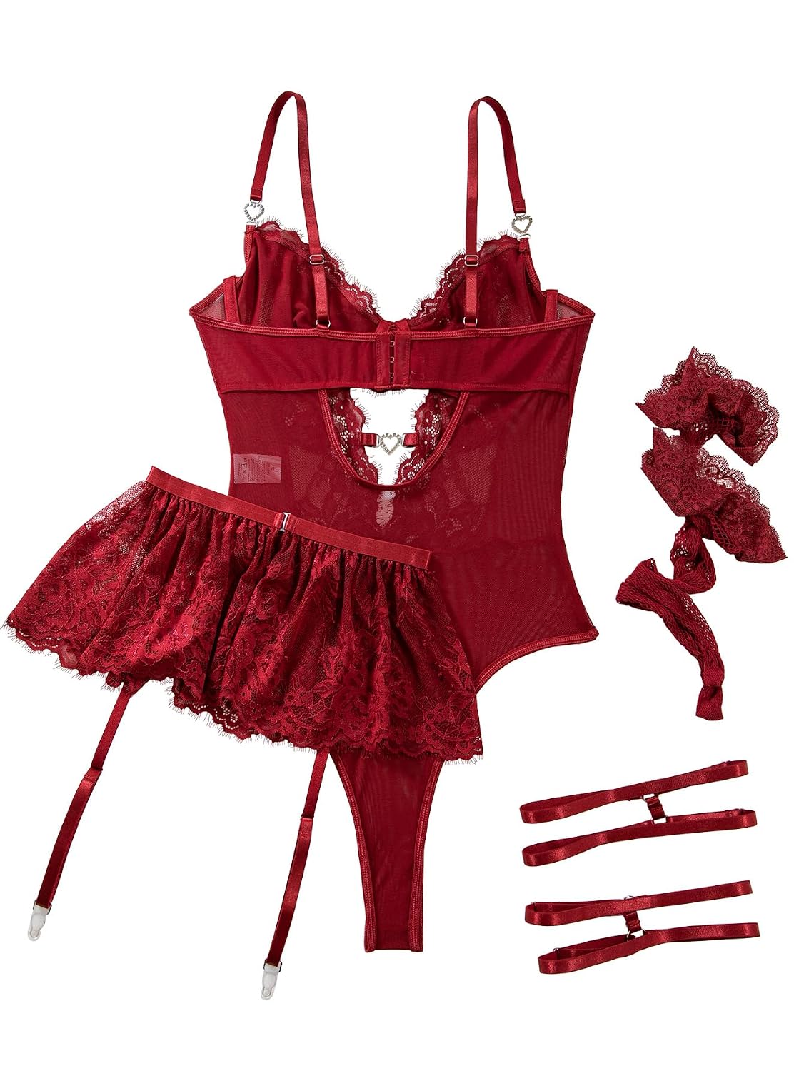 Lilosy Rhinestone Heart Corset Bodysuit Lingerie Set — image 5